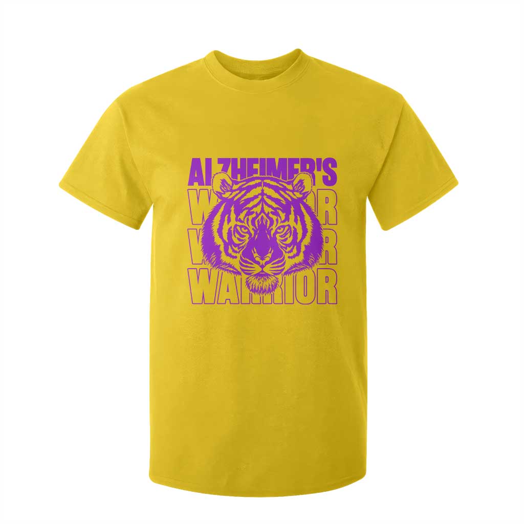 Alzheimer's Warrior T Shirt For Kid Purple Tiger Ribbon Support Graphic