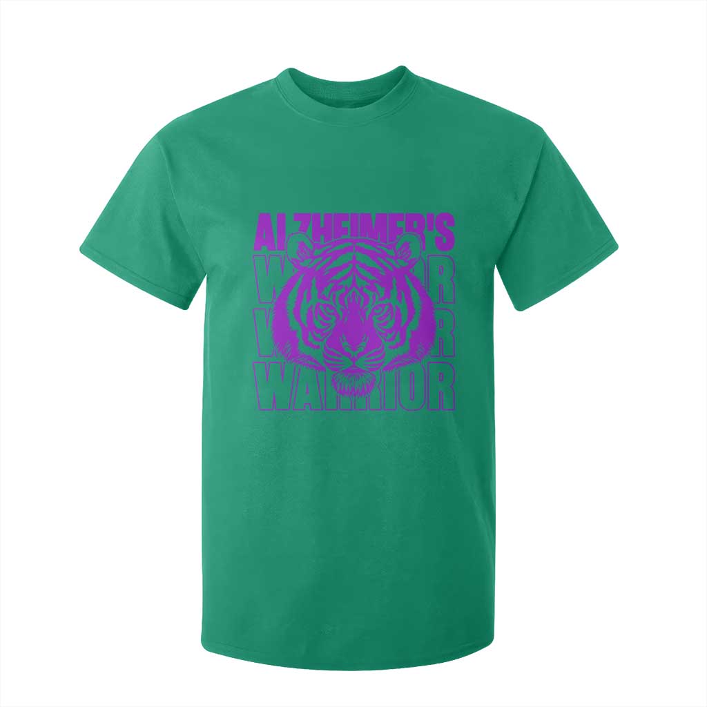 Alzheimer's Warrior T Shirt For Kid Purple Tiger Ribbon Support Graphic