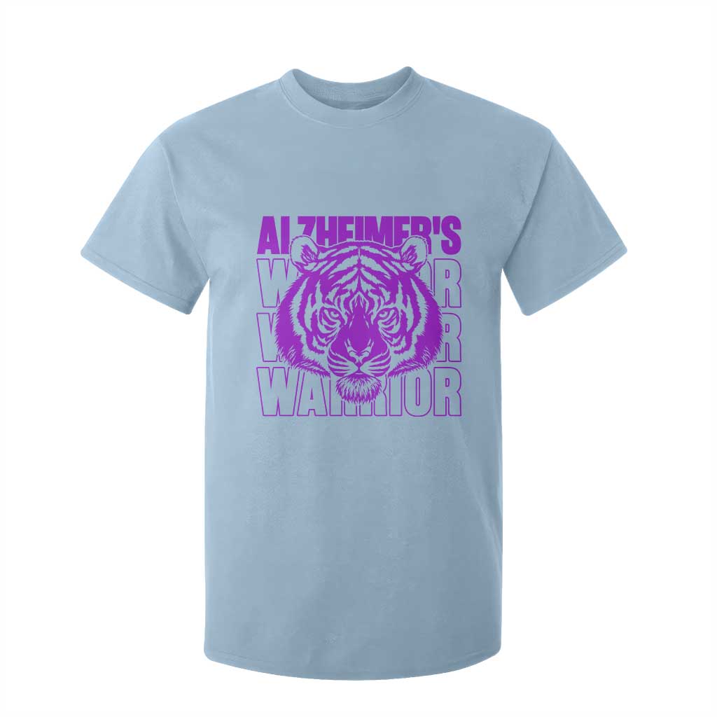 Alzheimer's Warrior T Shirt For Kid Purple Tiger Ribbon Support Graphic