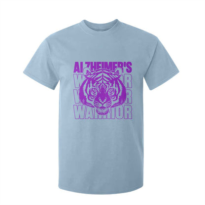 Alzheimer's Warrior T Shirt For Kid Purple Tiger Ribbon Support Graphic