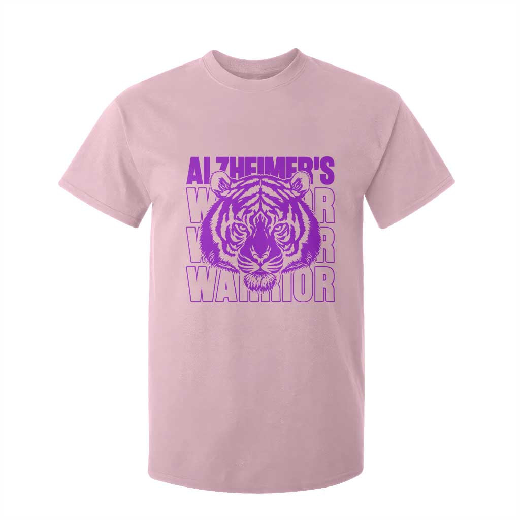 Alzheimer's Warrior T Shirt For Kid Purple Tiger Ribbon Support Graphic