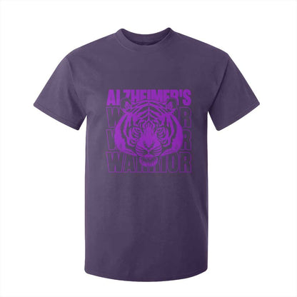 Alzheimer's Warrior T Shirt For Kid Purple Tiger Ribbon Support Graphic