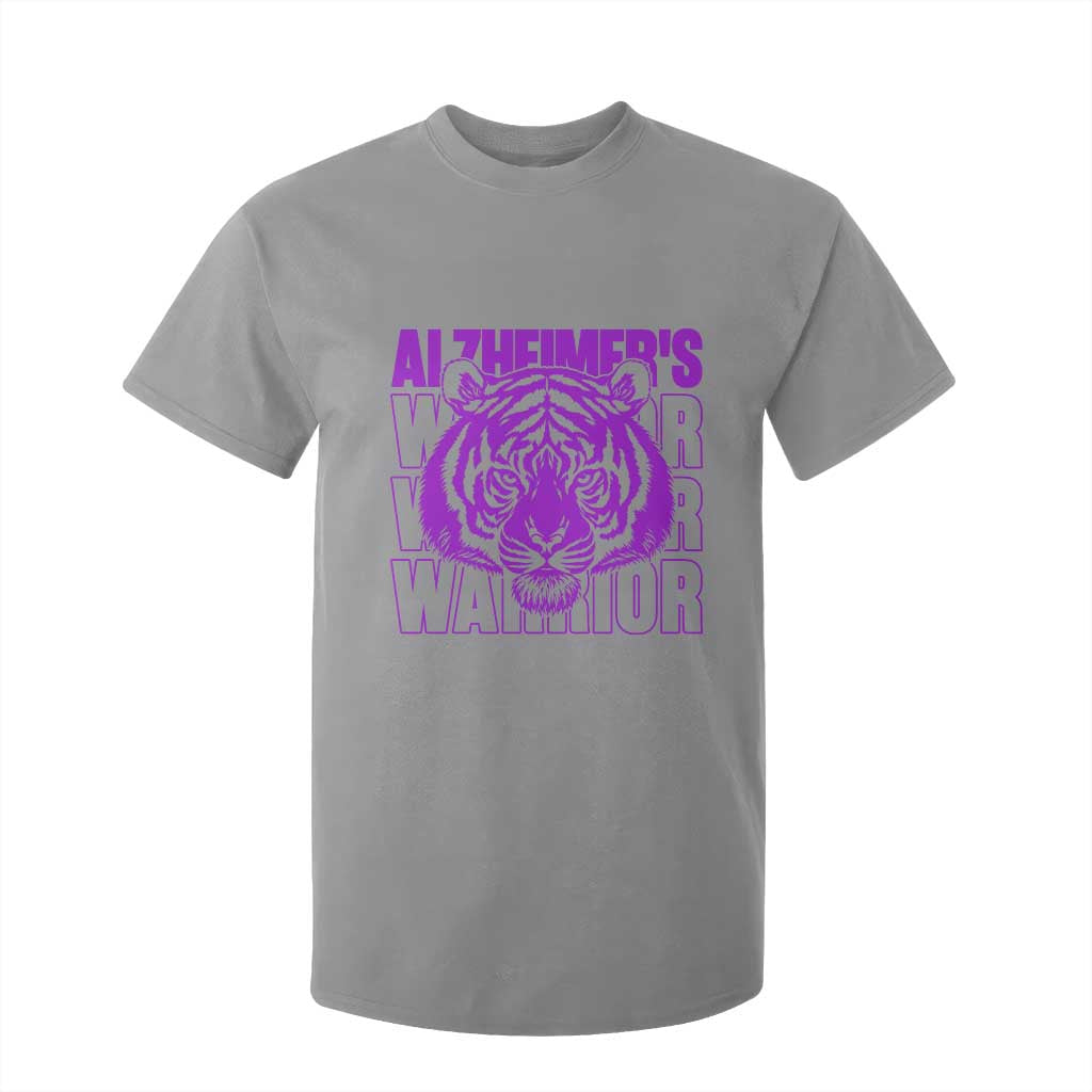 Alzheimer's Warrior T Shirt For Kid Purple Tiger Ribbon Support Graphic