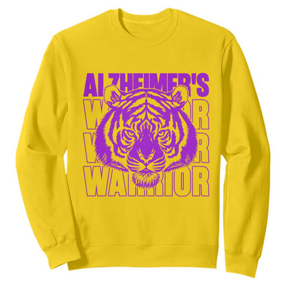 Alzheimer's Warrior Sweatshirt Purple Tiger Ribbon Support Graphic