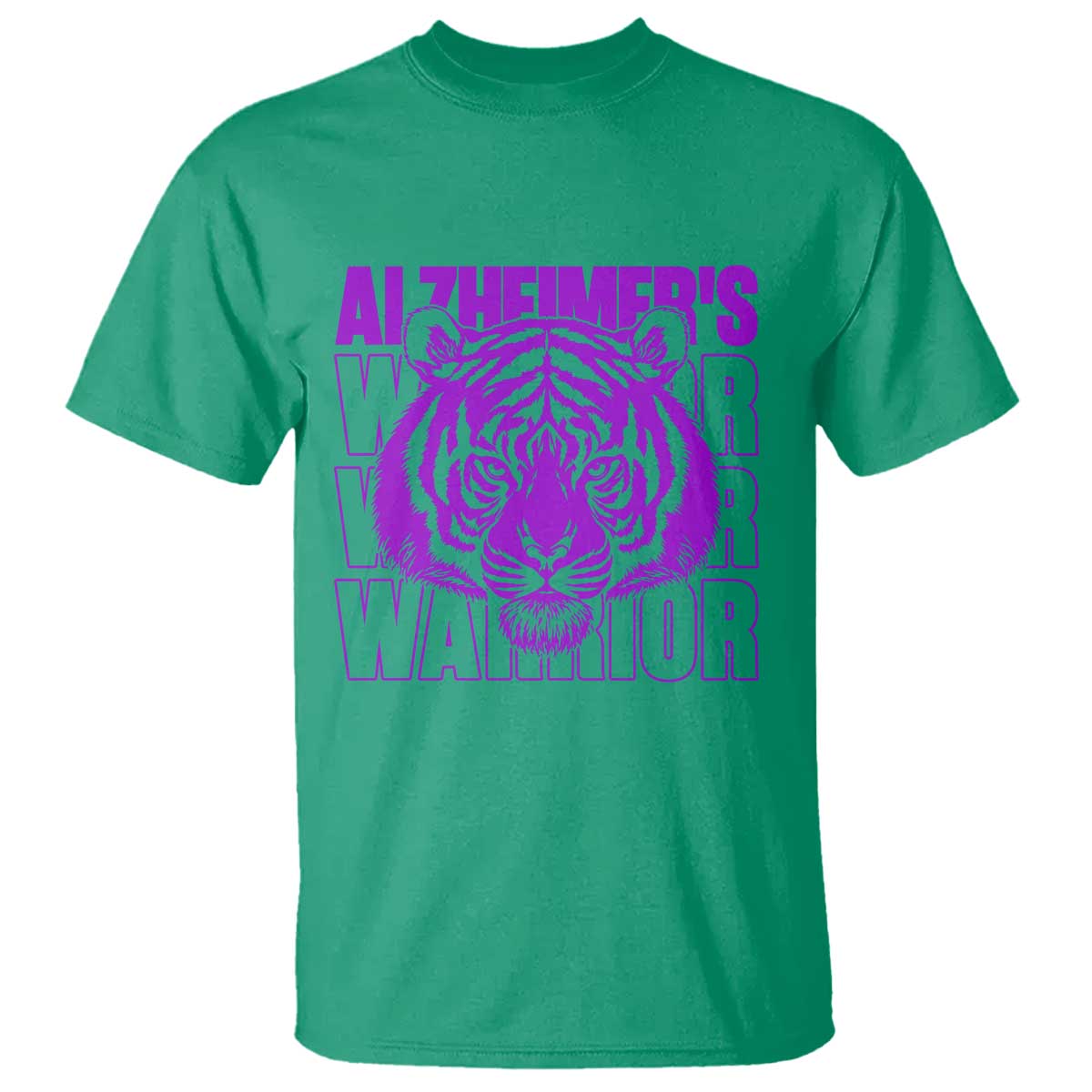 Alzheimer's Warrior T Shirt Purple Tiger Ribbon Support Graphic