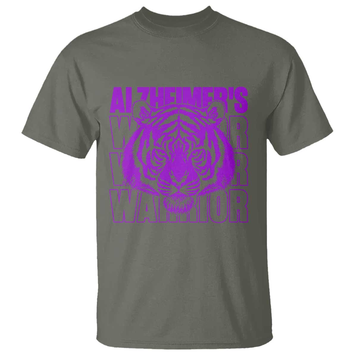 Alzheimer's Warrior T Shirt Purple Tiger Ribbon Support Graphic