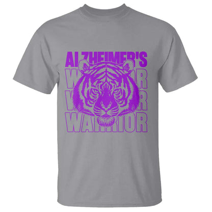 Alzheimer's Warrior T Shirt Purple Tiger Ribbon Support Graphic