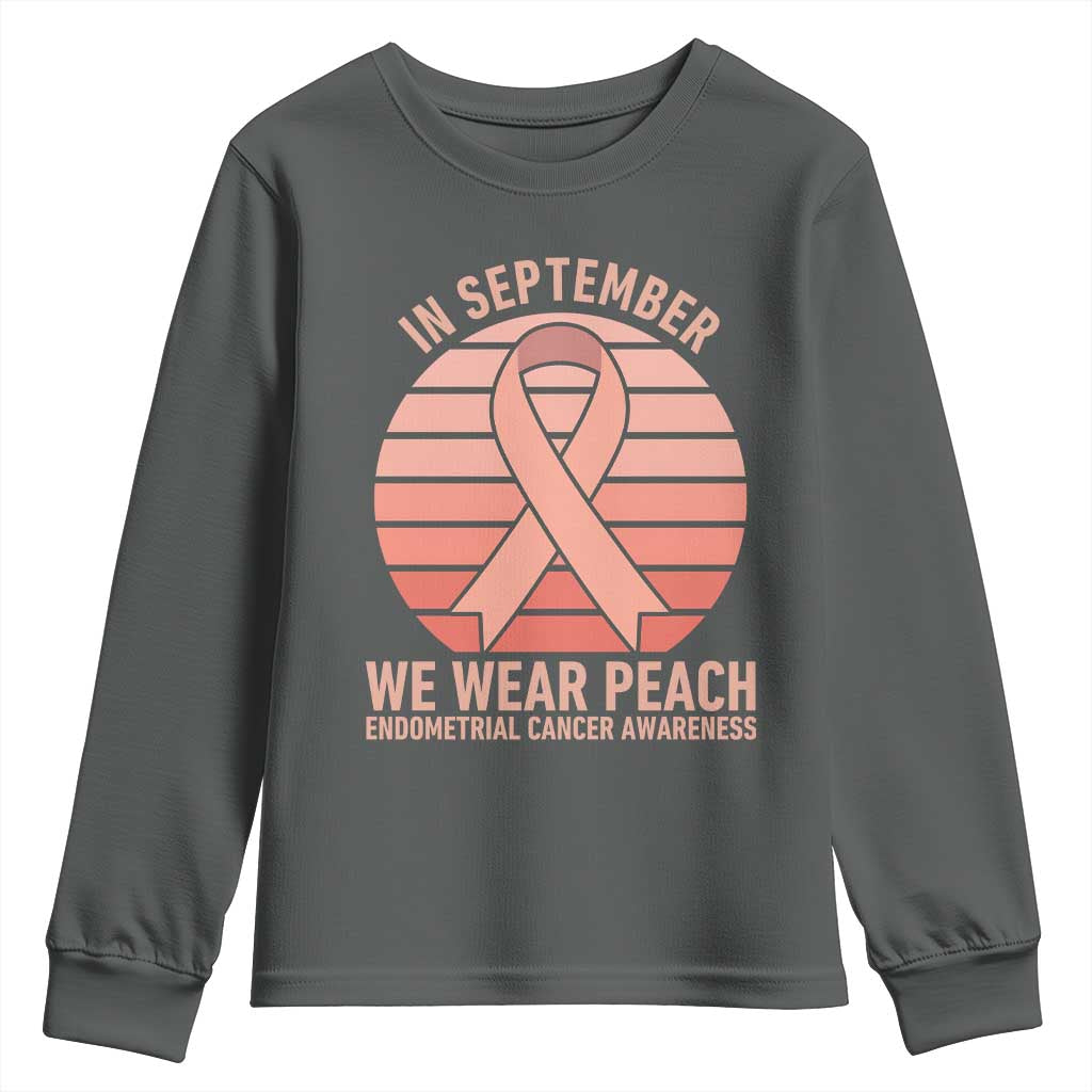 In September We Wear Peach Youth Sweatshirt Endometrial Cancer Support