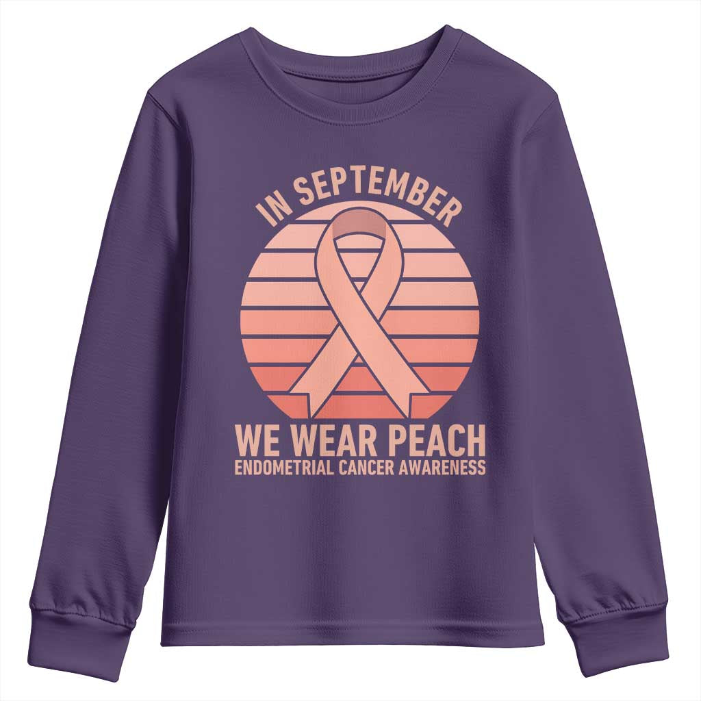 In September We Wear Peach Youth Sweatshirt Endometrial Cancer Support