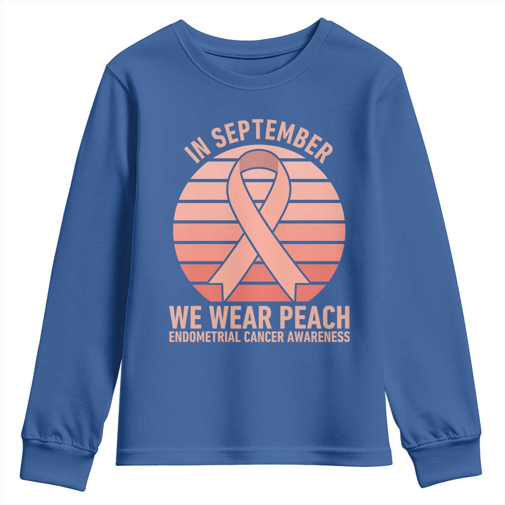 In September We Wear Peach Youth Sweatshirt Endometrial Cancer Support