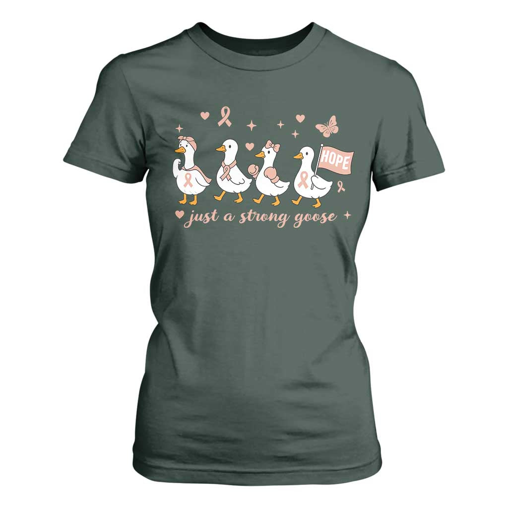 Funny Endometrial Cancer Goose T Shirt For Women Just A Strong Goose
