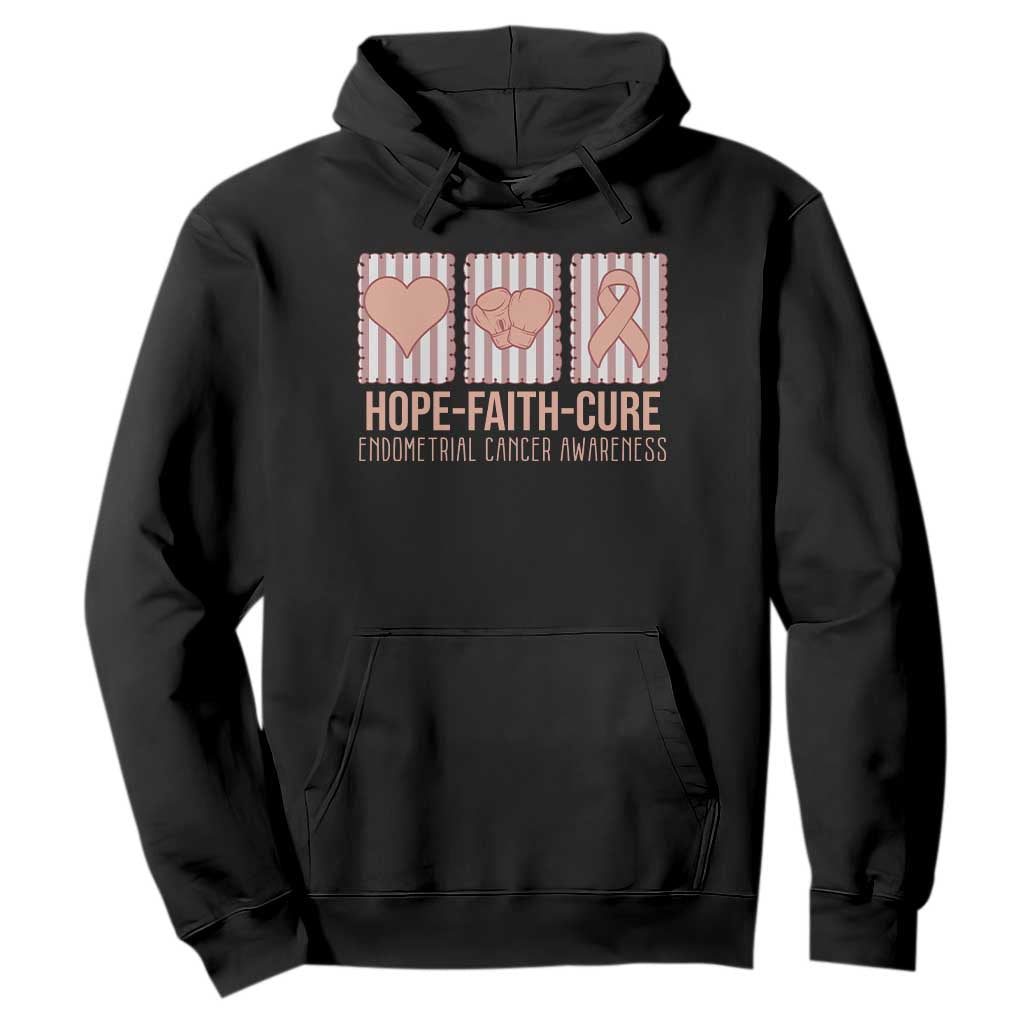 Endometrial Cancer Support Hoodie Hope Faith Cure Peach Ribbon