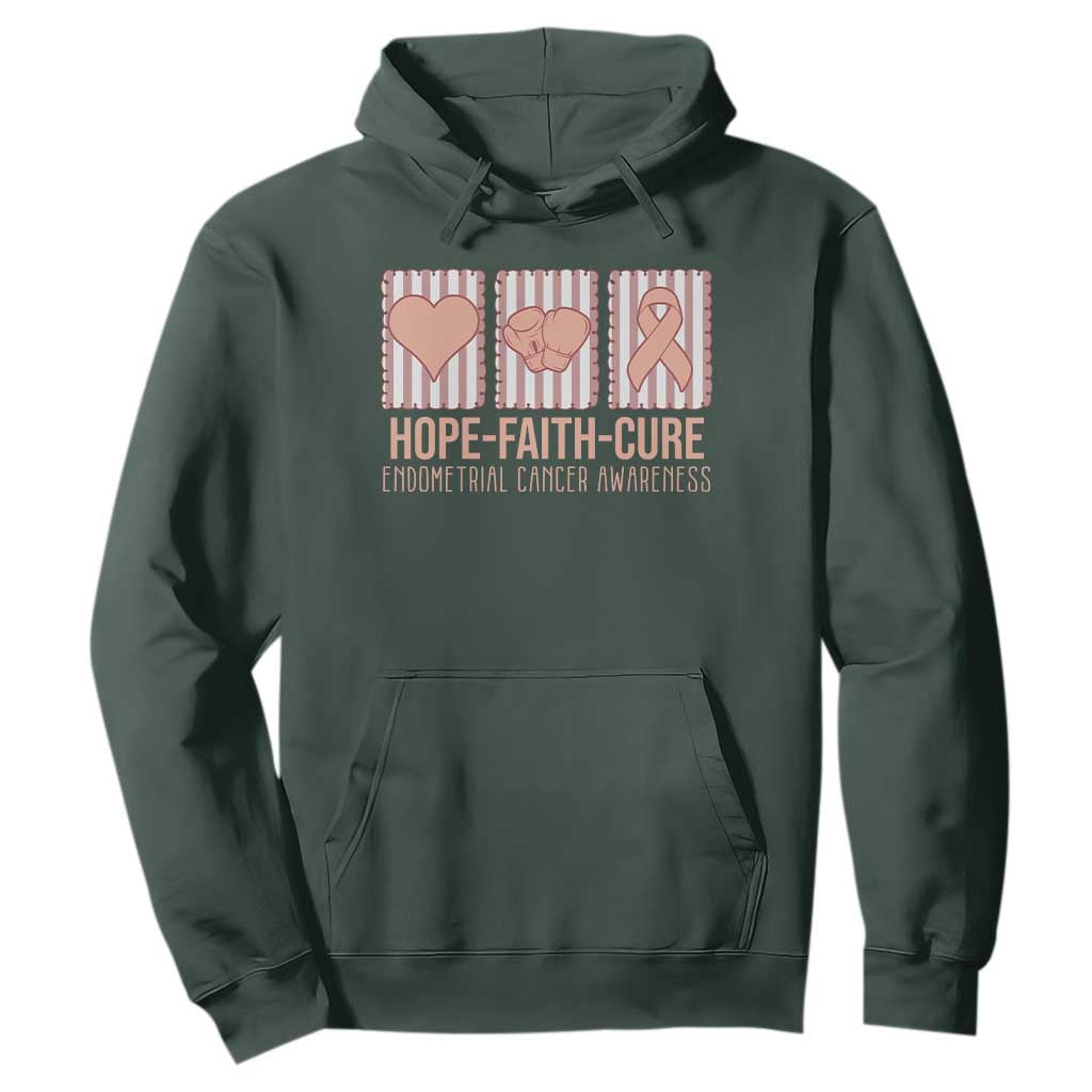 Endometrial Cancer Support Hoodie Hope Faith Cure Peach Ribbon