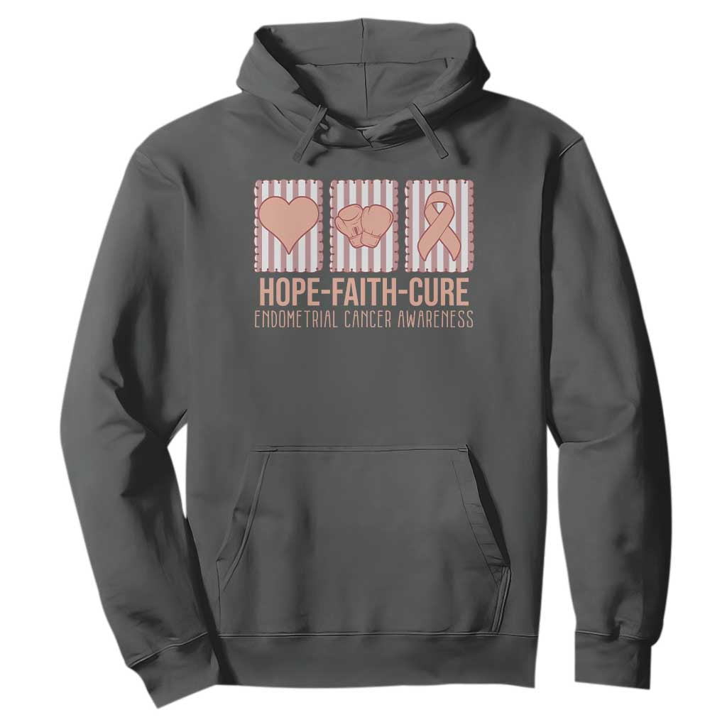 Endometrial Cancer Support Hoodie Hope Faith Cure Peach Ribbon