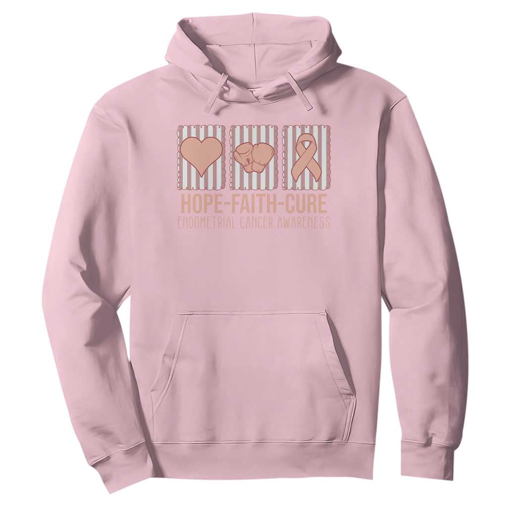 Endometrial Cancer Support Hoodie Hope Faith Cure Peach Ribbon