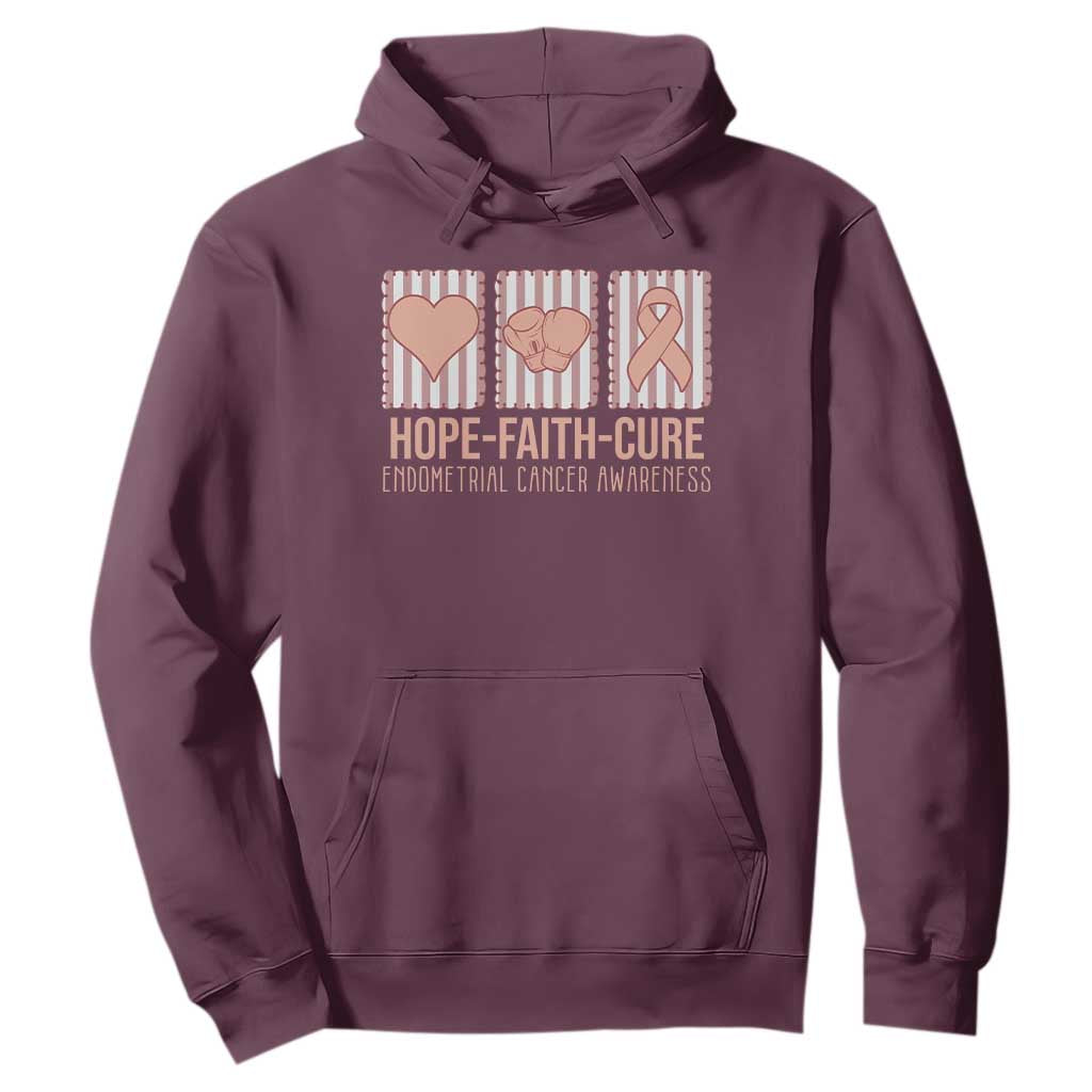 Endometrial Cancer Support Hoodie Hope Faith Cure Peach Ribbon