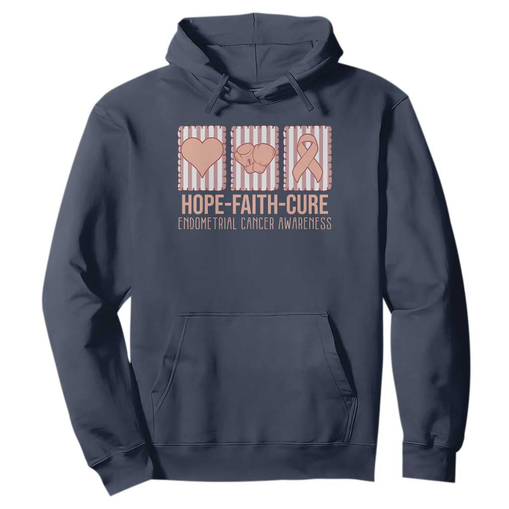 Endometrial Cancer Support Hoodie Hope Faith Cure Peach Ribbon