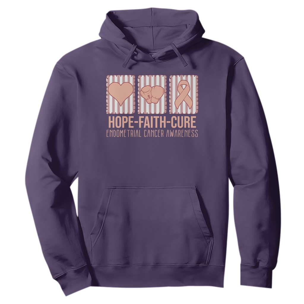 Endometrial Cancer Support Hoodie Hope Faith Cure Peach Ribbon