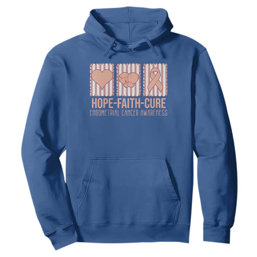 Endometrial Cancer Support Hoodie Hope Faith Cure Peach Ribbon