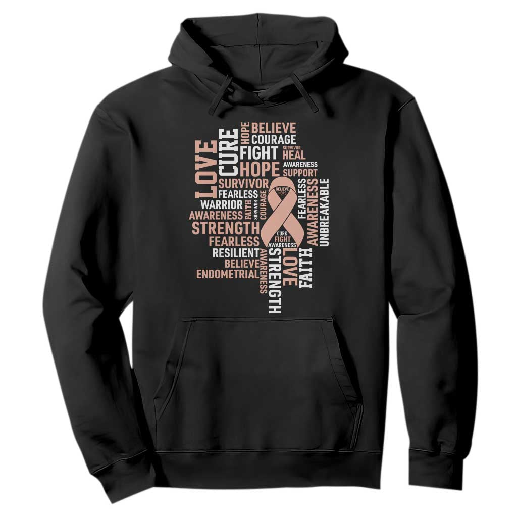 Endometrial Cancer Support Hoodie Warrior Survivor Peach Ribbon
