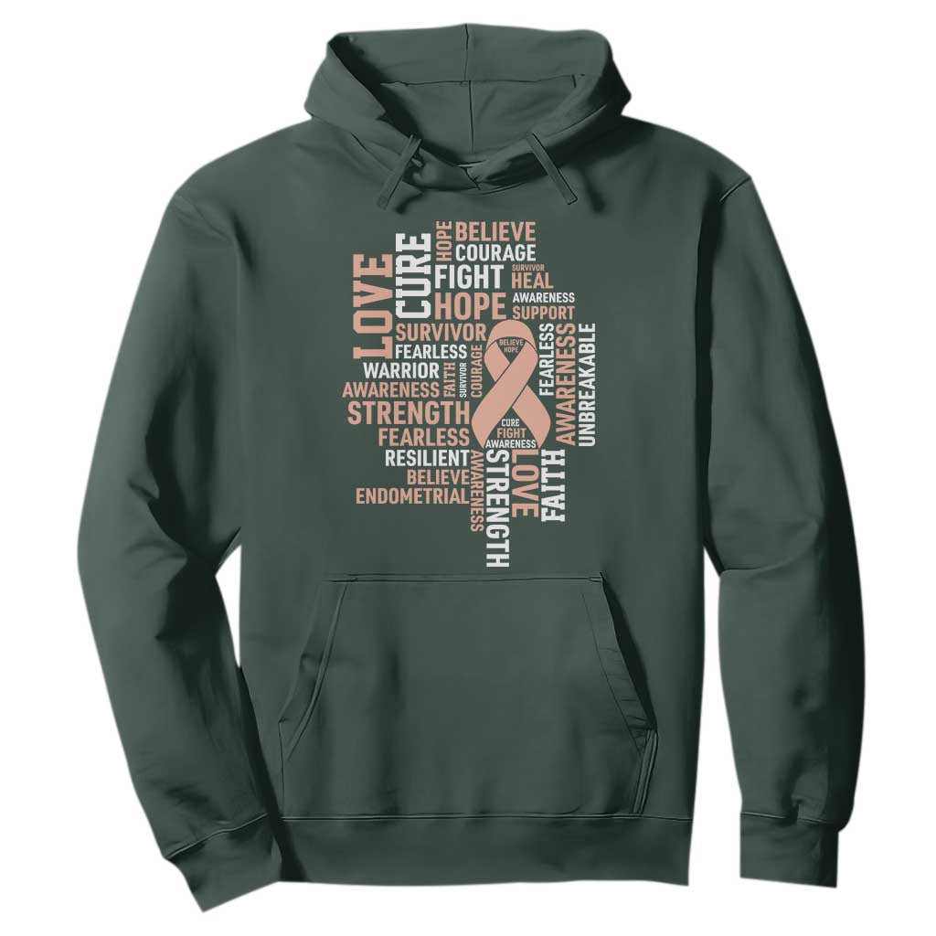 Endometrial Cancer Support Hoodie Warrior Survivor Peach Ribbon