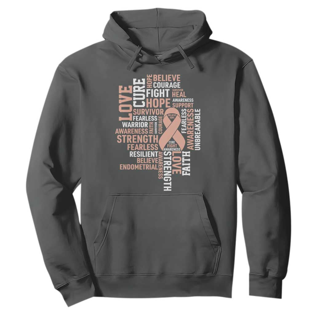 Endometrial Cancer Support Hoodie Warrior Survivor Peach Ribbon
