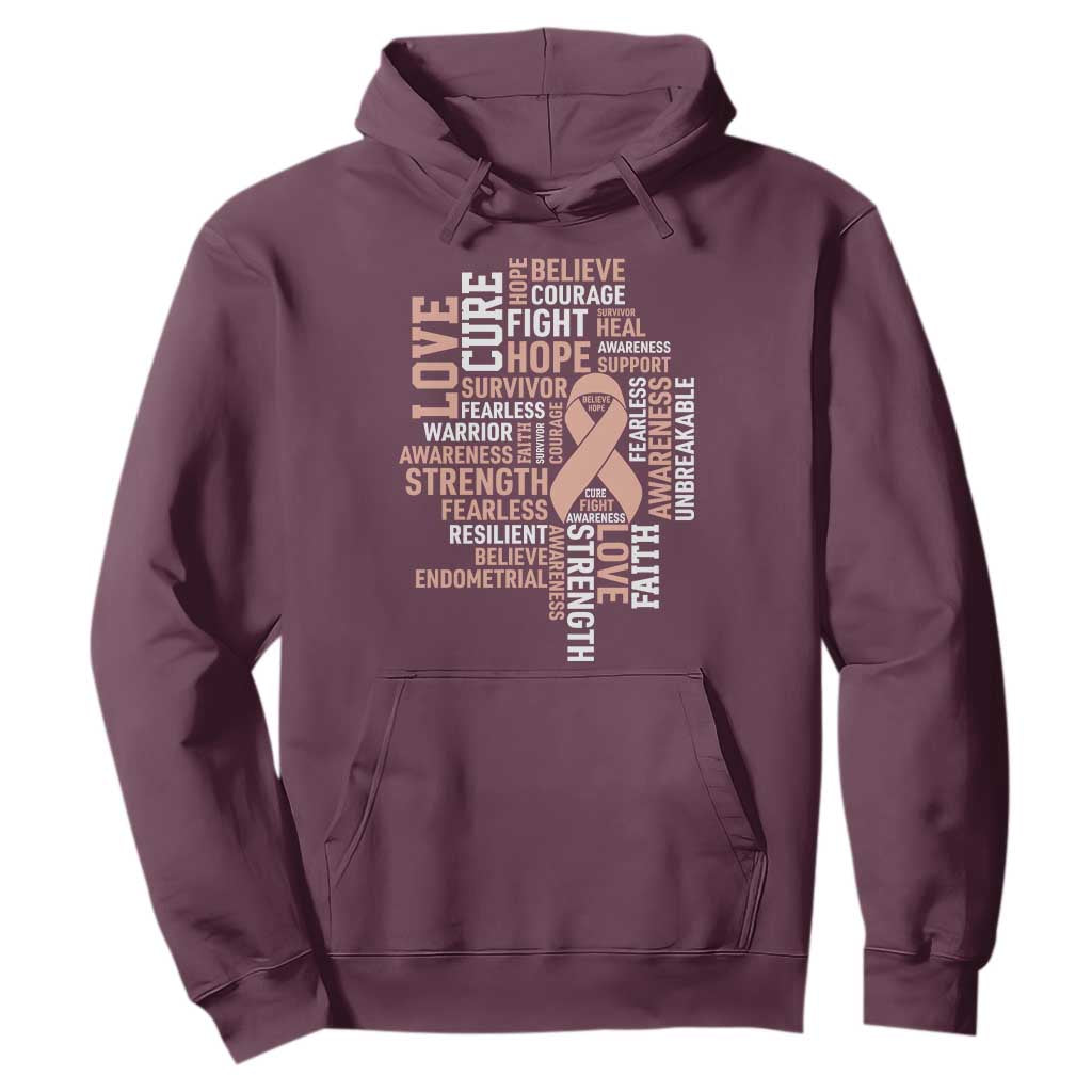 Endometrial Cancer Support Hoodie Warrior Survivor Peach Ribbon