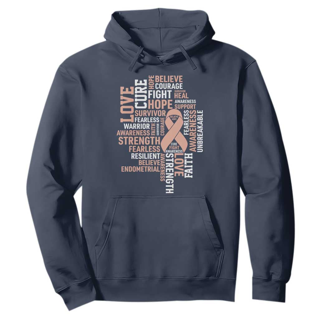 Endometrial Cancer Support Hoodie Warrior Survivor Peach Ribbon