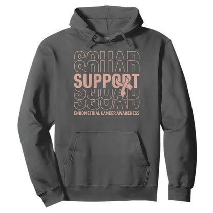 Endometrial Cancer Hoodie Support Squad Ribbon Warrior