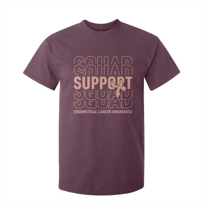 Endometrial Cancer T Shirt For Kid Support Squad Ribbon Warrior