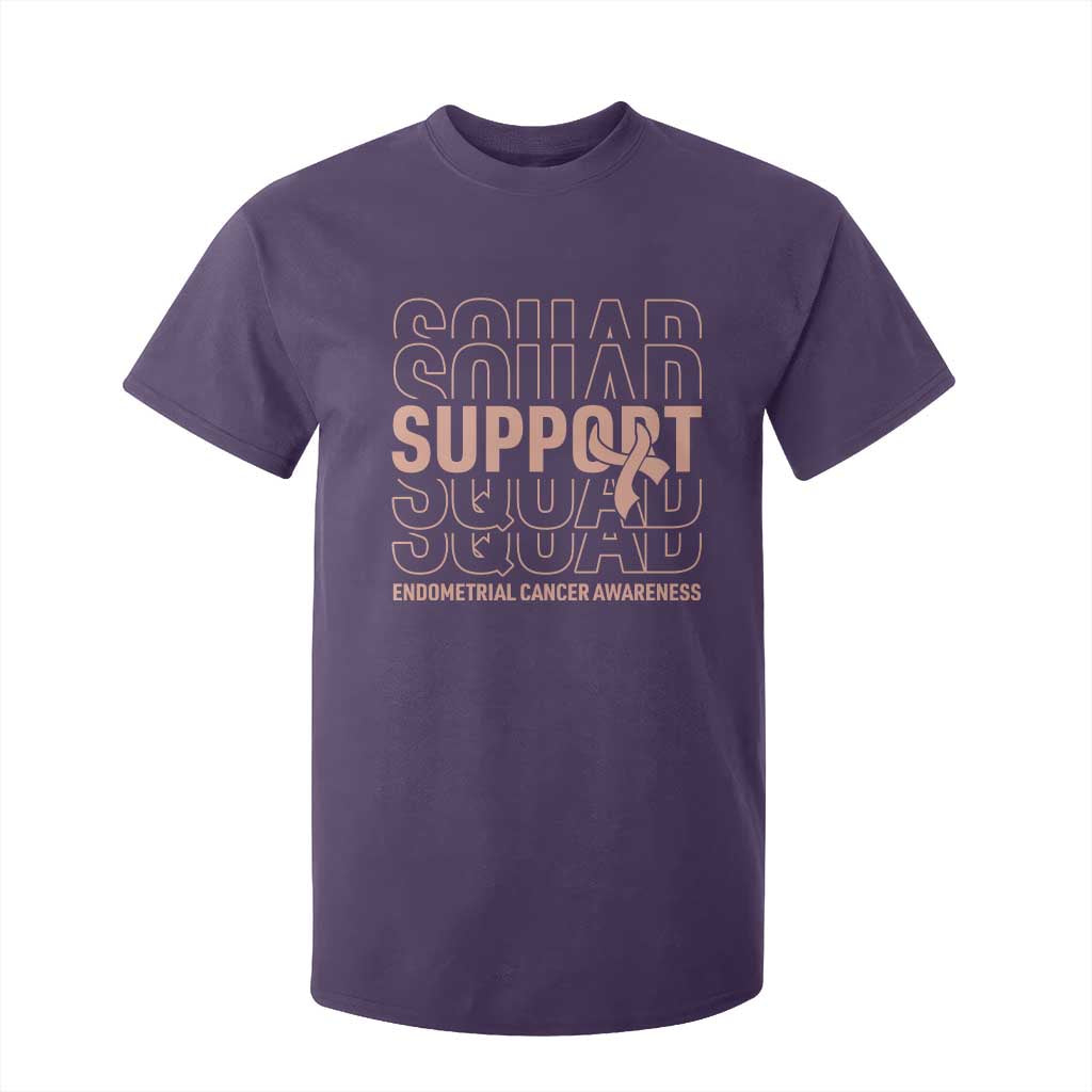 Endometrial Cancer T Shirt For Kid Support Squad Ribbon Warrior