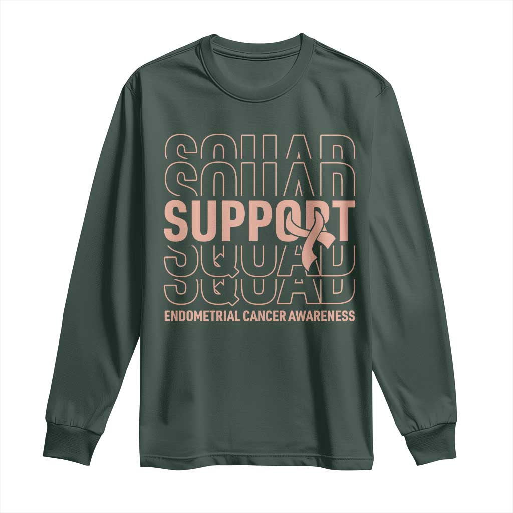Endometrial Cancer Long Sleeve Shirt Support Squad Ribbon Warrior