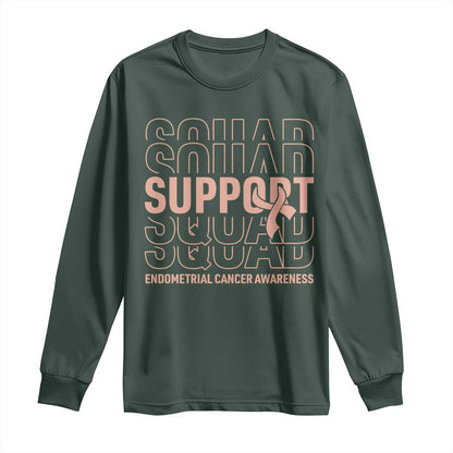 Endometrial Cancer Long Sleeve Shirt Support Squad Ribbon Warrior