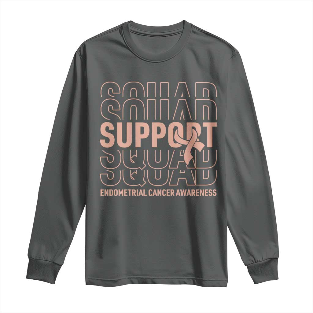 Endometrial Cancer Long Sleeve Shirt Support Squad Ribbon Warrior