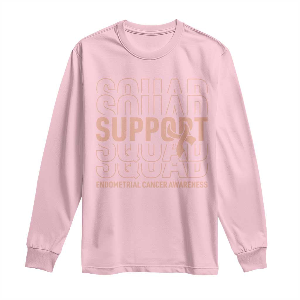 Endometrial Cancer Long Sleeve Shirt Support Squad Ribbon Warrior
