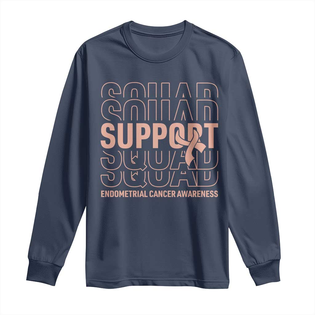 Endometrial Cancer Long Sleeve Shirt Support Squad Ribbon Warrior