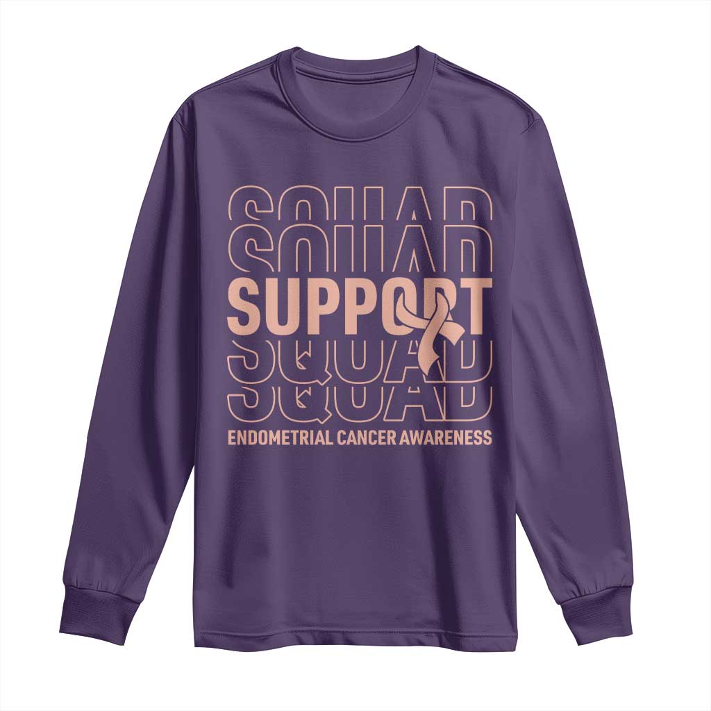 Endometrial Cancer Long Sleeve Shirt Support Squad Ribbon Warrior