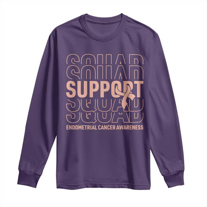 Endometrial Cancer Long Sleeve Shirt Support Squad Ribbon Warrior