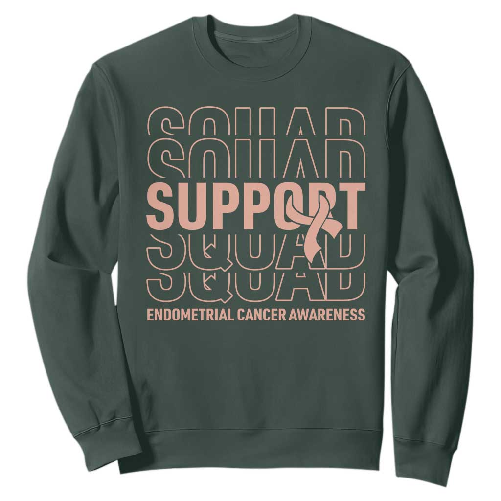 Endometrial Cancer Sweatshirt Support Squad Ribbon Warrior