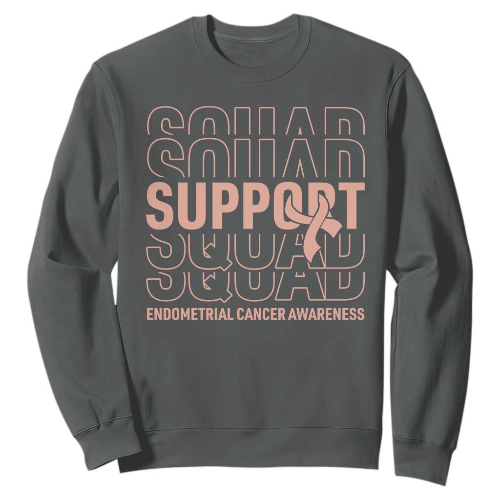 Endometrial Cancer Sweatshirt Support Squad Ribbon Warrior