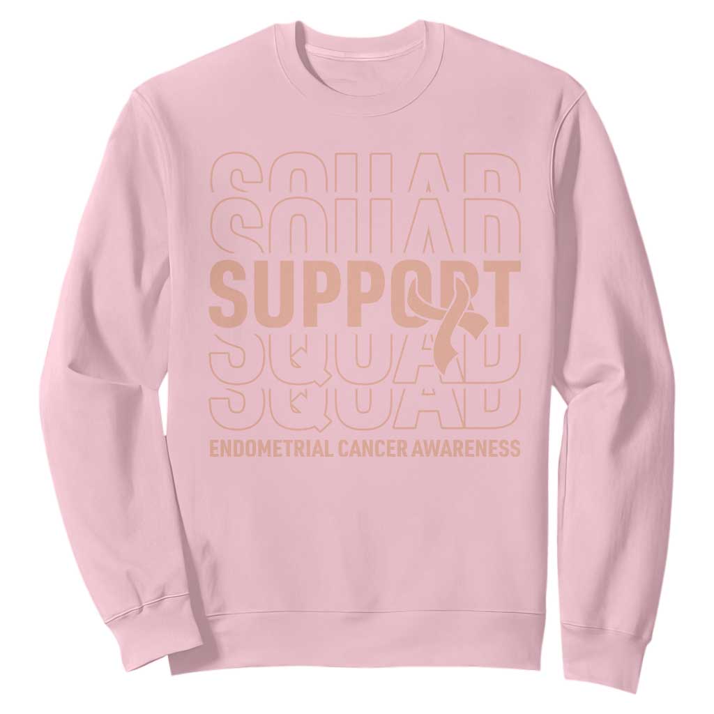 Endometrial Cancer Sweatshirt Support Squad Ribbon Warrior
