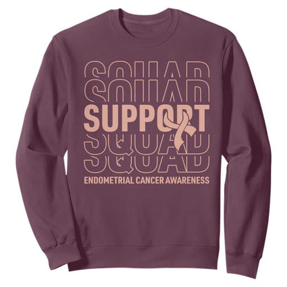 Endometrial Cancer Sweatshirt Support Squad Ribbon Warrior
