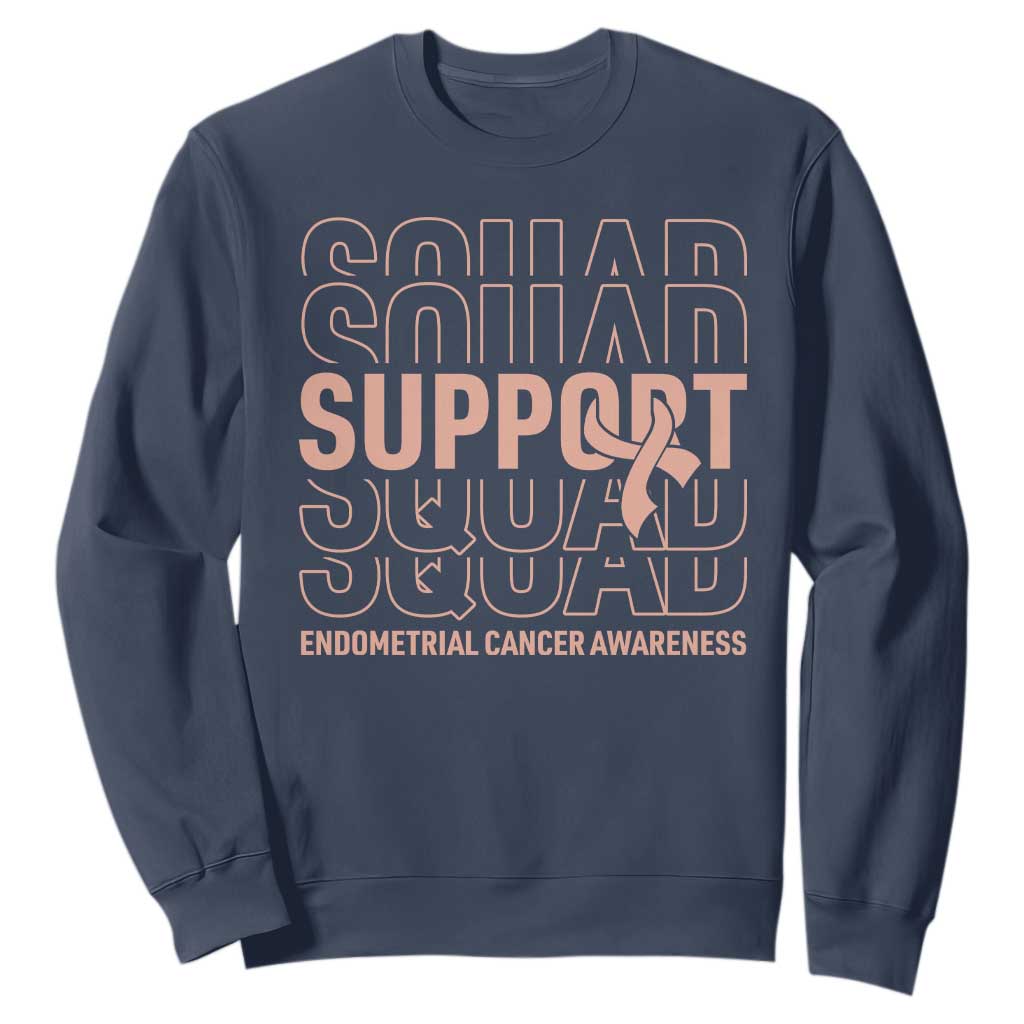 Endometrial Cancer Sweatshirt Support Squad Ribbon Warrior