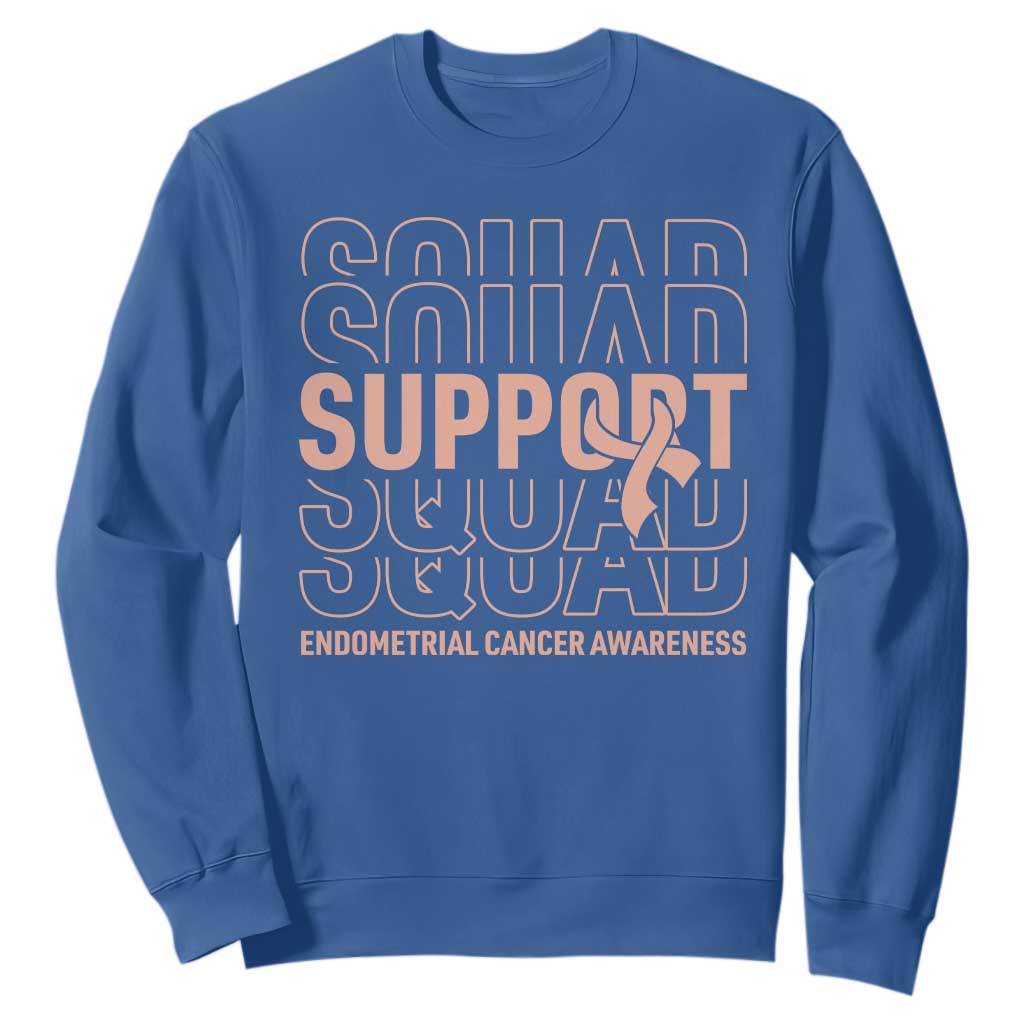 Endometrial Cancer Sweatshirt Support Squad Ribbon Warrior
