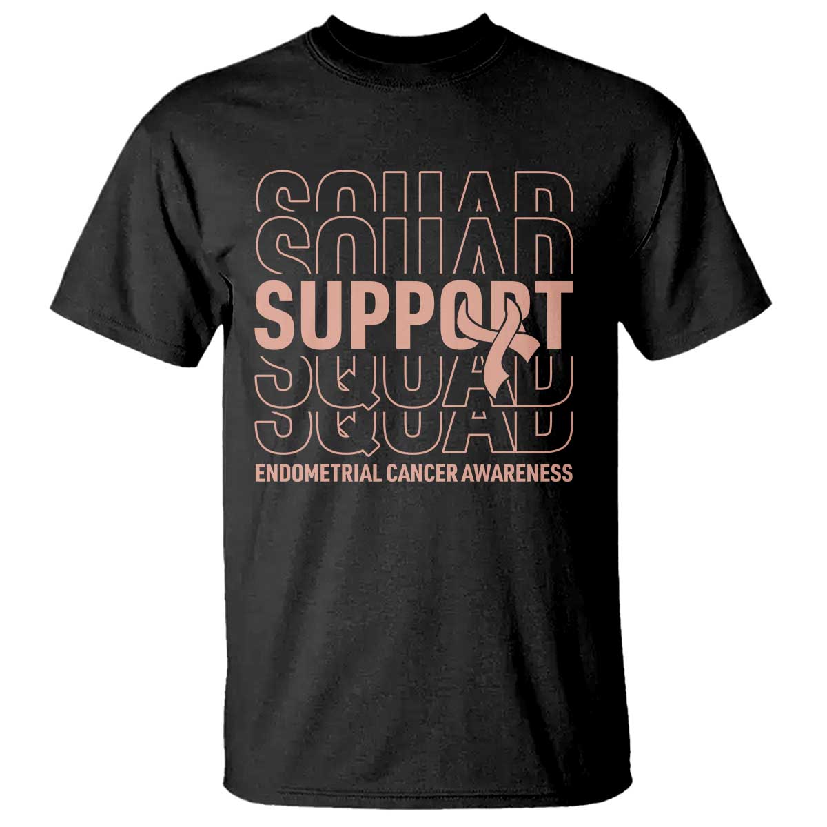 Endometrial Cancer T Shirt Support Squad Ribbon Warrior