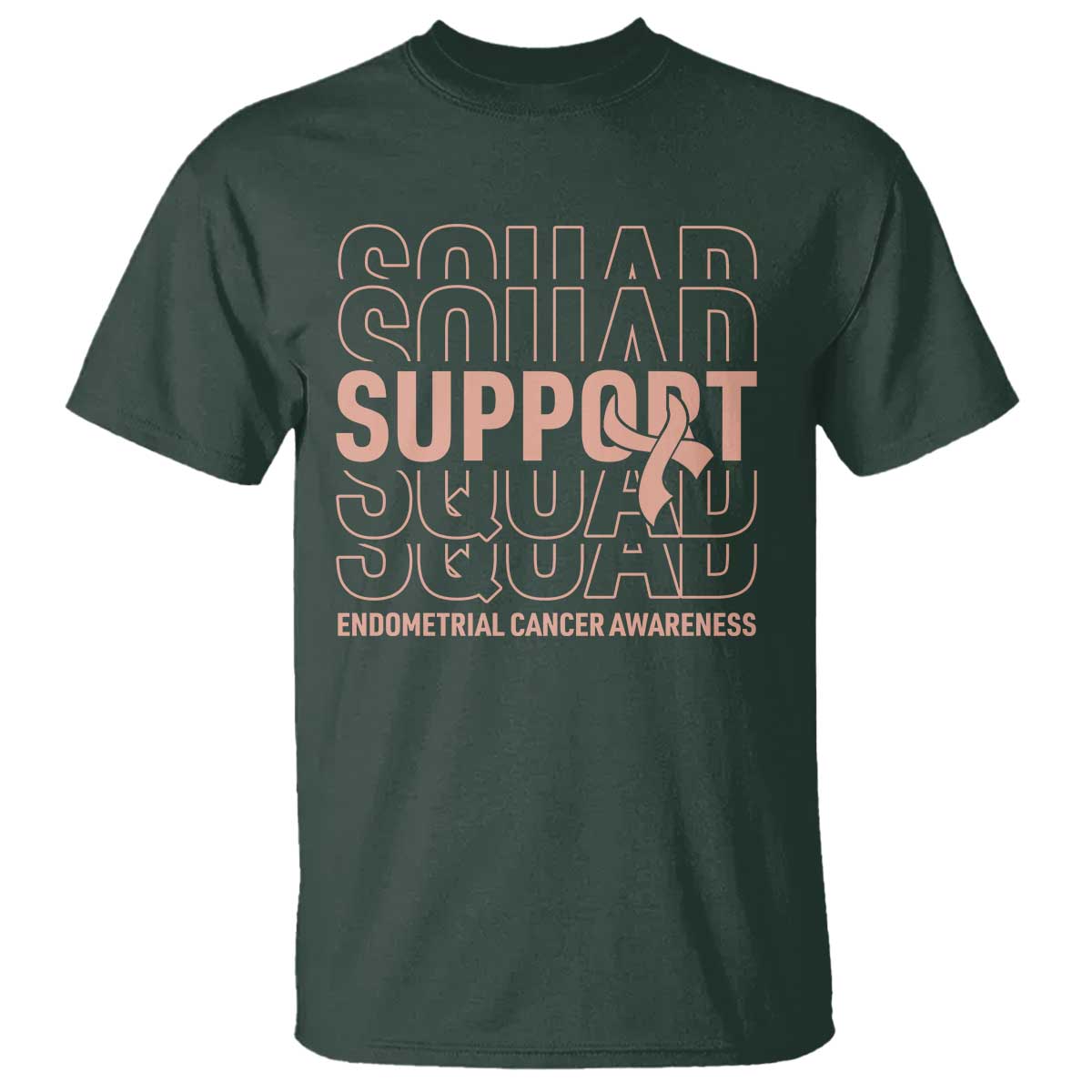 Endometrial Cancer T Shirt Support Squad Ribbon Warrior