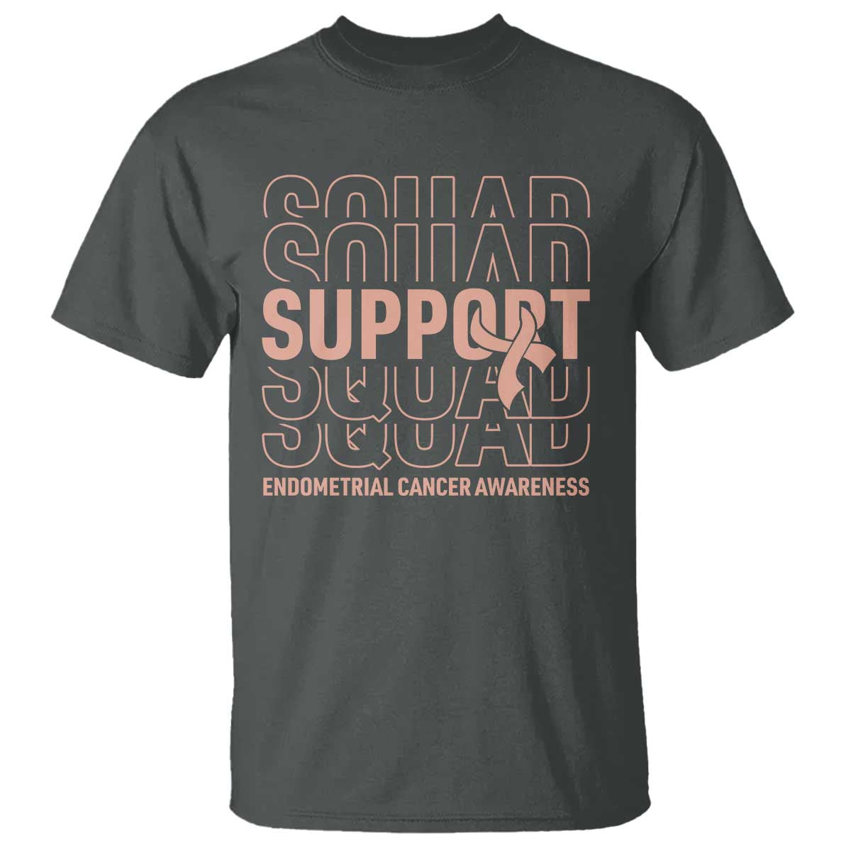 Endometrial Cancer T Shirt Support Squad Ribbon Warrior