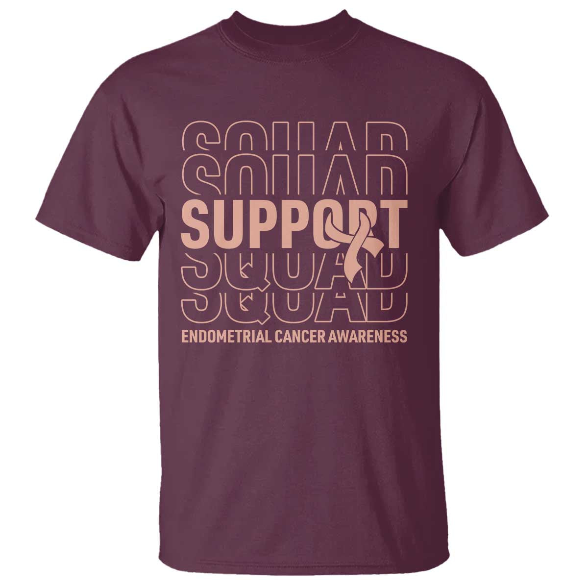 Endometrial Cancer T Shirt Support Squad Ribbon Warrior