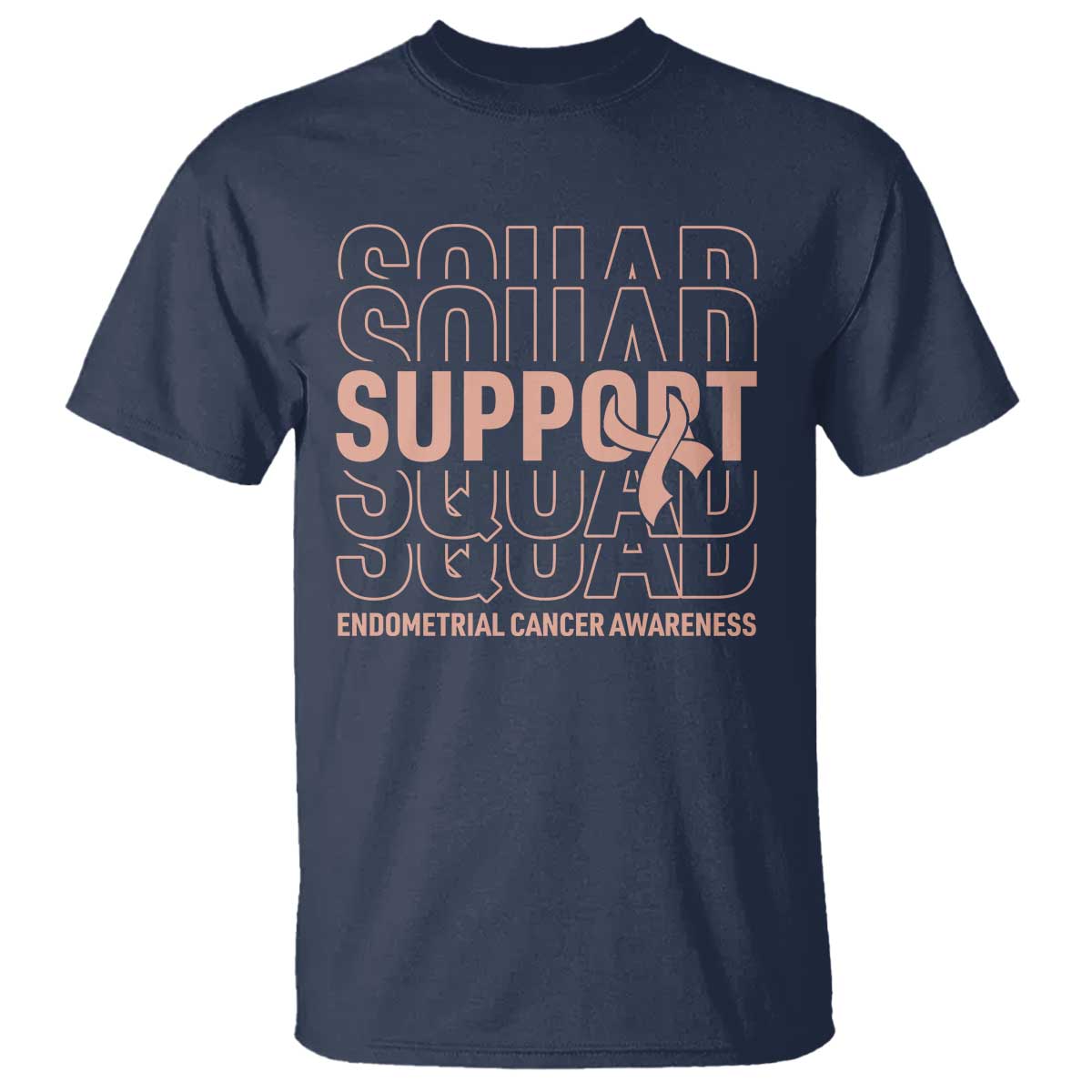 Endometrial Cancer T Shirt Support Squad Ribbon Warrior