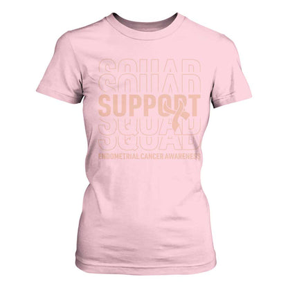 Endometrial Cancer T Shirt For Women Support Squad Ribbon Warrior